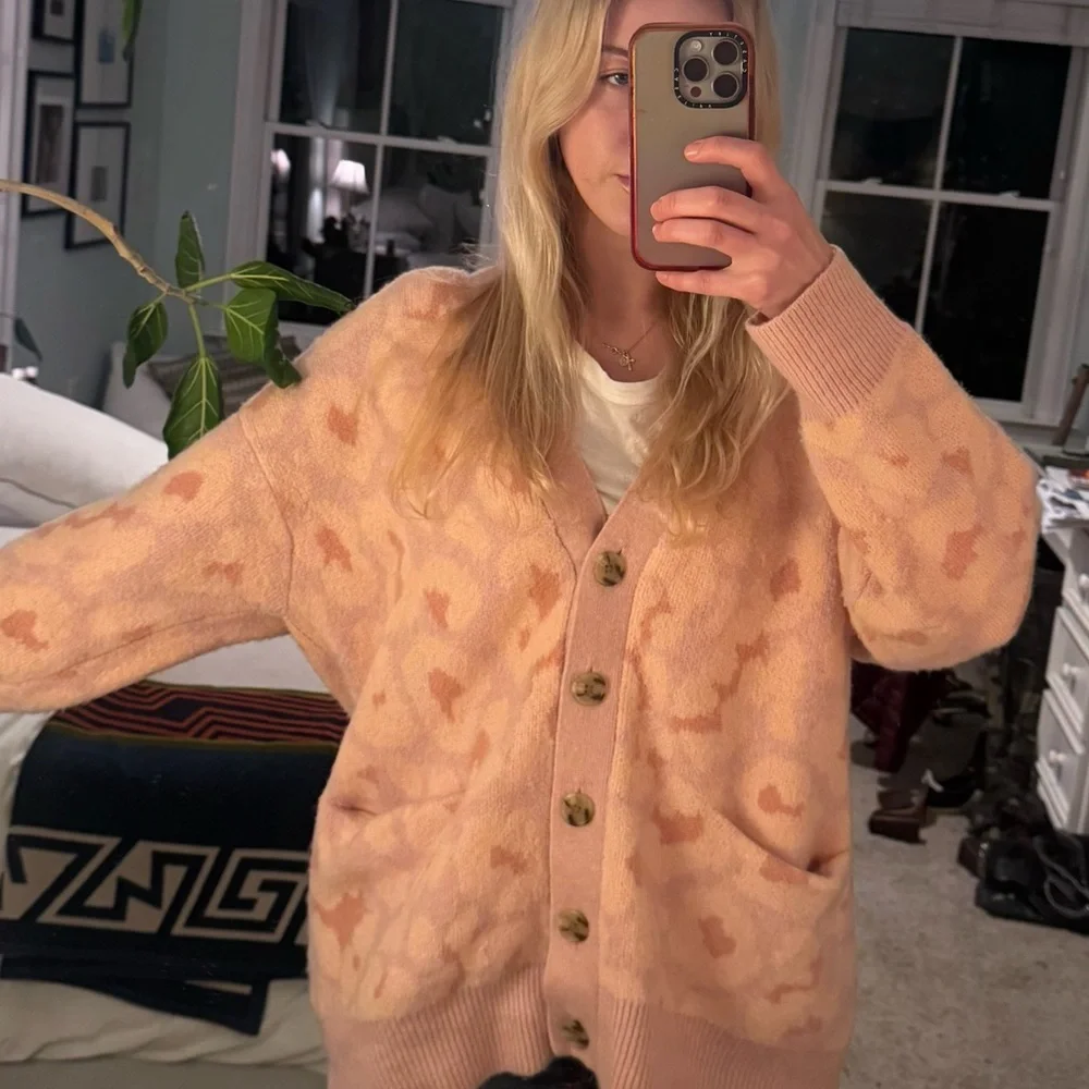 J. Crew Pink Patterned Cardigan